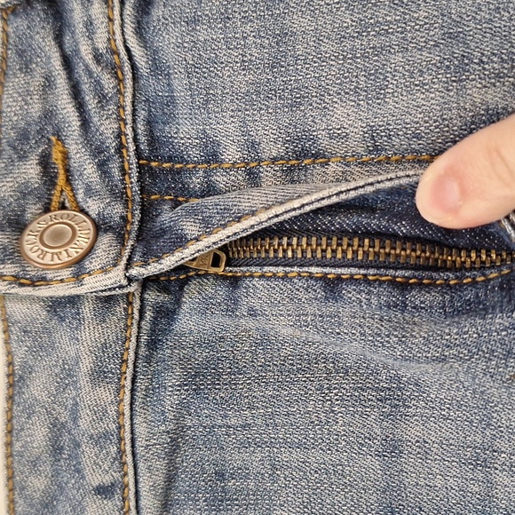 Rock & Roll Cowgirl Peplum Frayed Jean Skirt Festival Sz 31 Western Blue‎ Denim - Picture 5 of 9